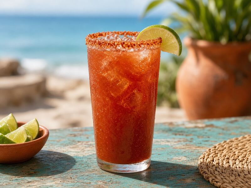 Michelada with chile rim