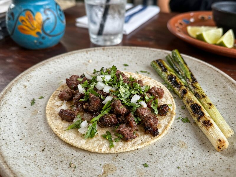 Single arrachera skirt steak taco