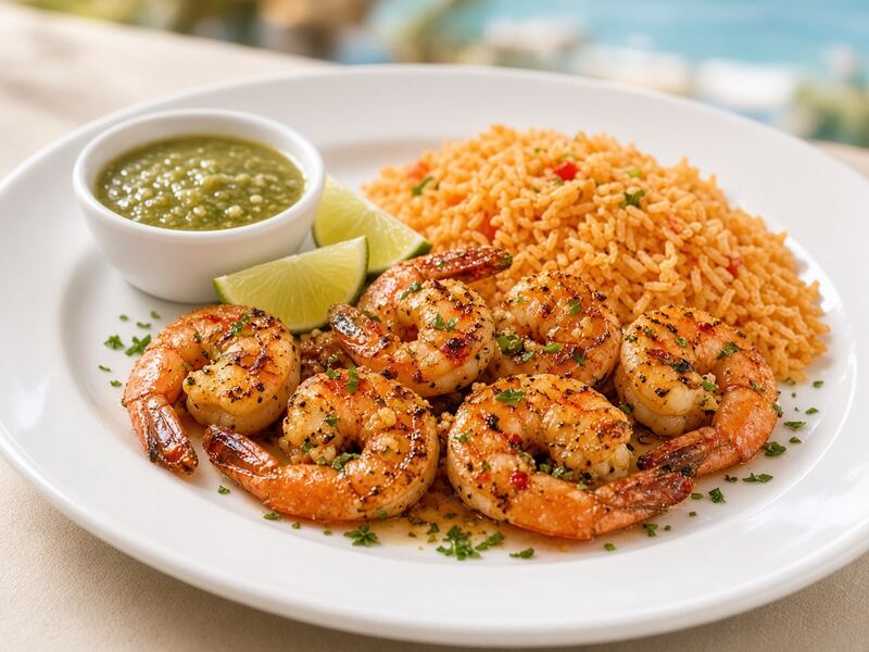 Camarones a la plancha platter